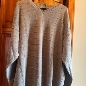 Haggar Gray V-Neck Sweater Relaxed Fit Knit